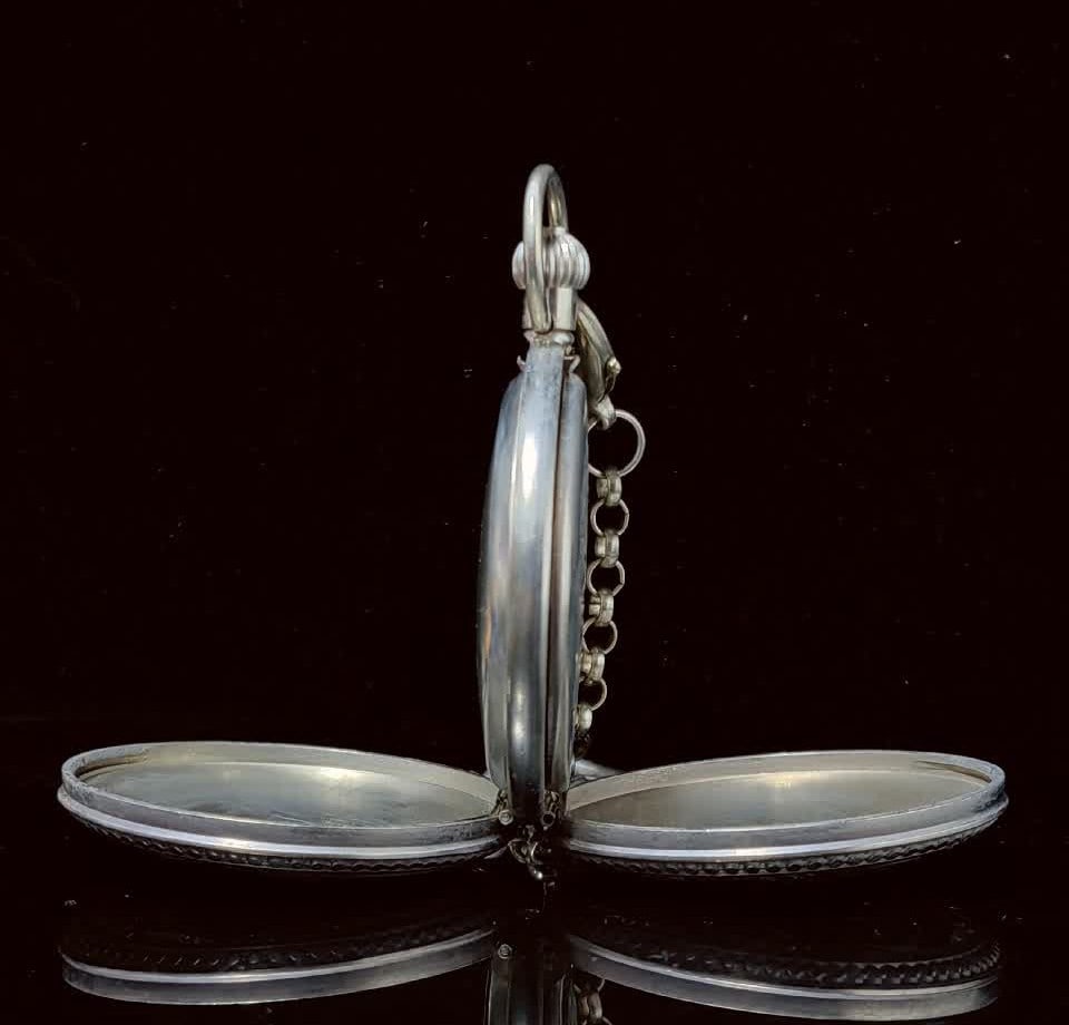 A late Qing patterned hunting shell pocket watch - 5