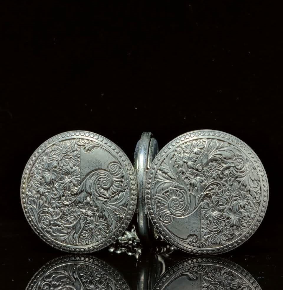 A late Qing patterned hunting shell pocket watch - 6