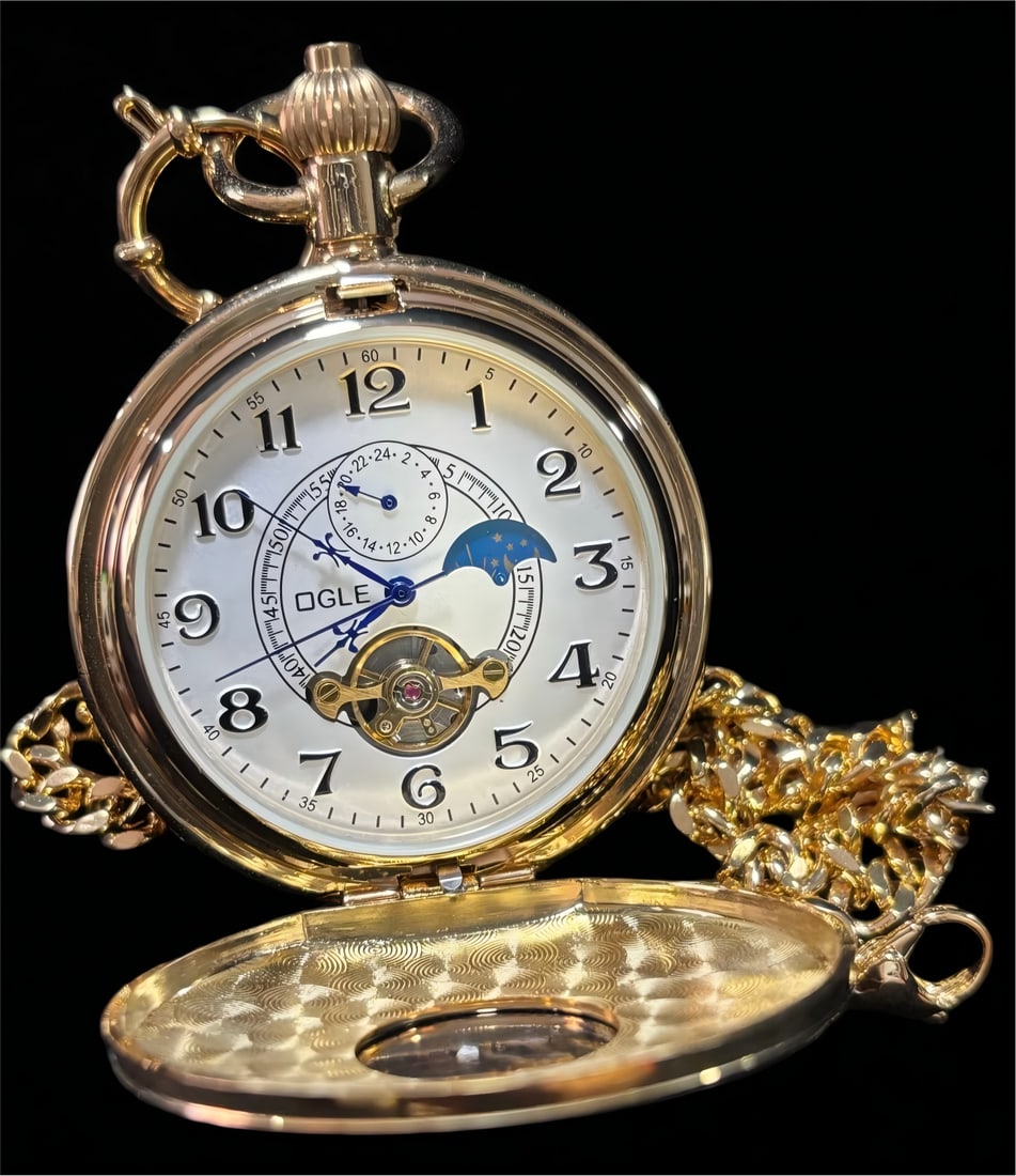 A DIGLF skeleton engraved mechanical pocket watch - 2