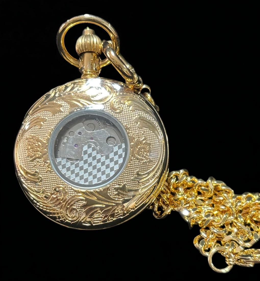 A DIGLF skeleton engraved mechanical pocket watch - 3