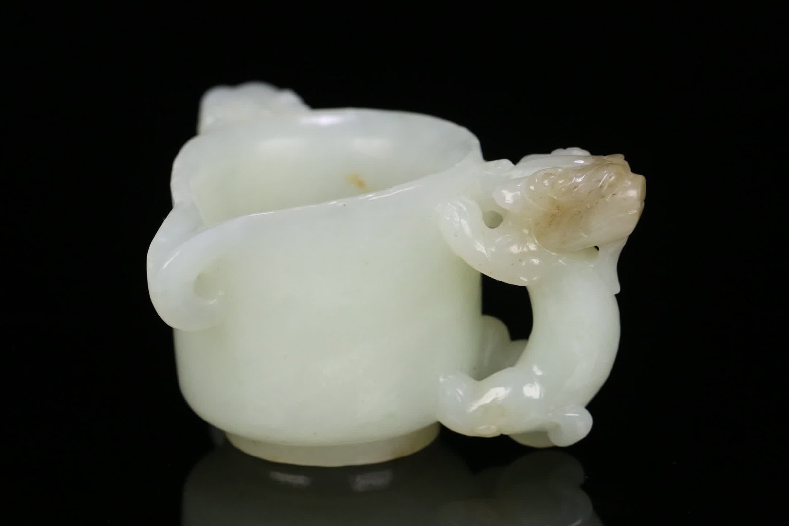 One Hetian jade double-dragon ear cup - 2