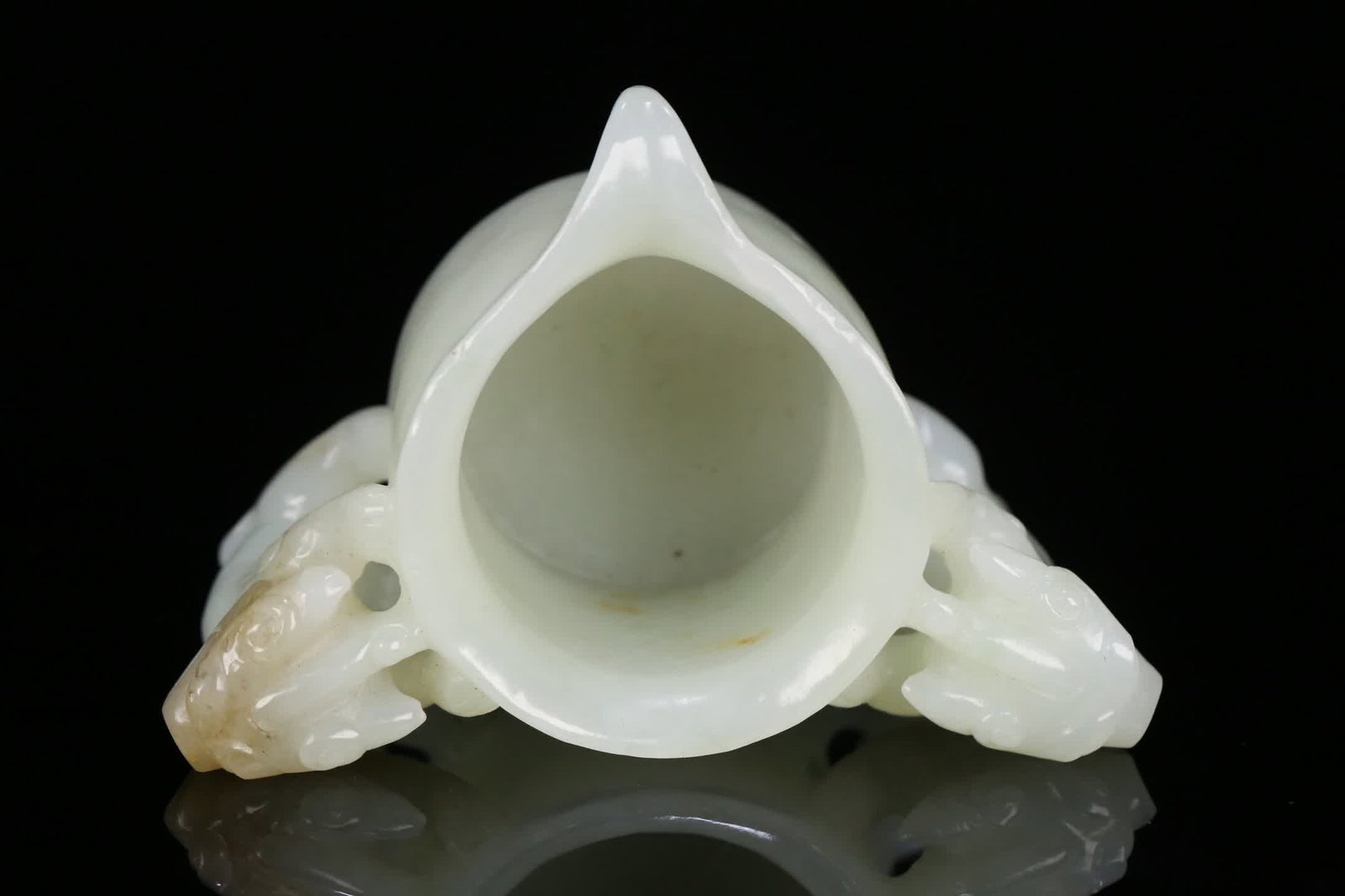 One Hetian jade double-dragon ear cup - 4