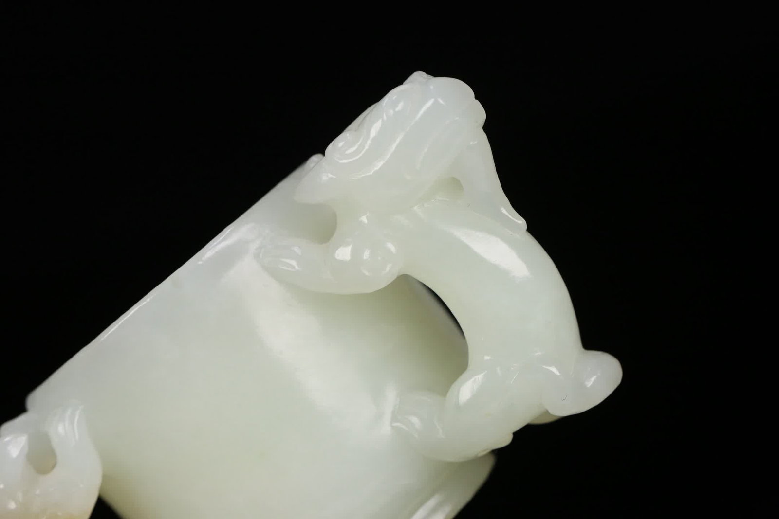 One Hetian jade double-dragon ear cup - 6