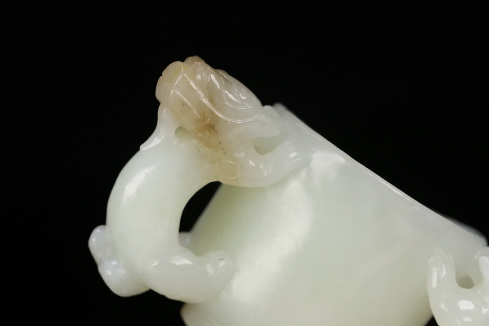 One Hetian jade double-dragon ear cup - 7