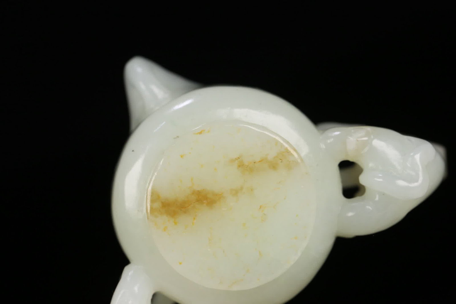 One Hetian jade double-dragon ear cup - 9