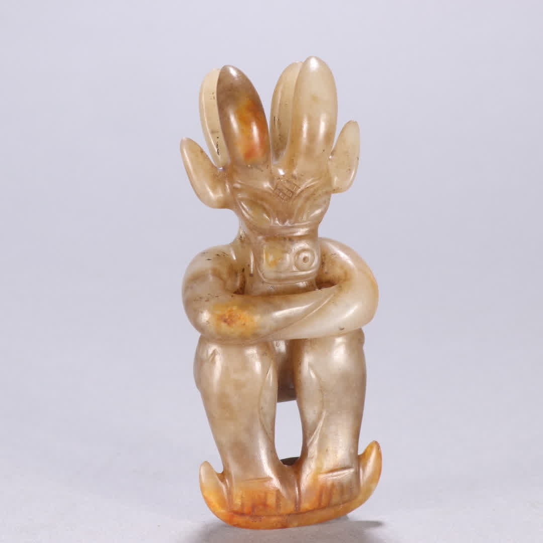 A Hetian jade sun god ornament: Hetian jade sun god ornament SIZE: H:10.4cm W:4.3cm W:127.2g (The Dimensions Of All Batches Are Manually Measured.If You Need More Detailed Information, Please Contact Our Customer Service Before Bidd