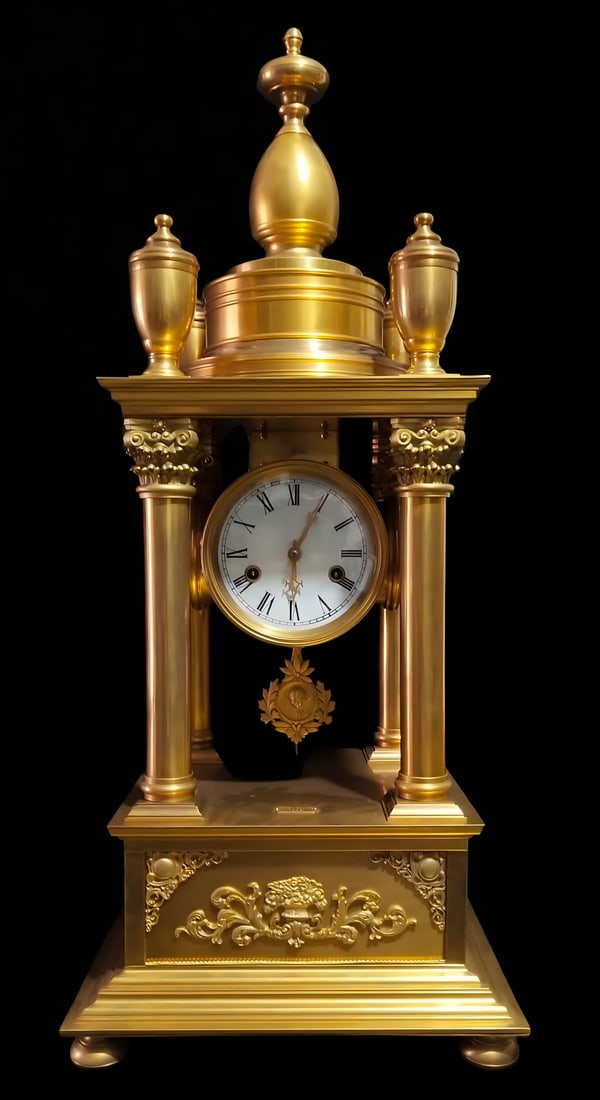 A late Qing dynasty gilded bronze mechanical table clock - 6