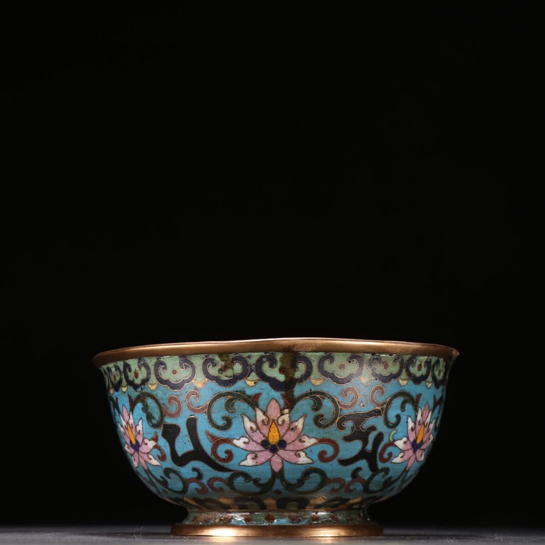 A Qing Dynasty gilt copper cloisonne lotus bowl (1 of 9)