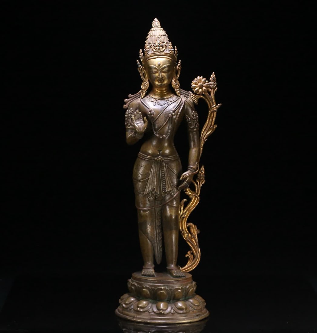 A 13th-century early Tibetan gilt bronze standing of Tara (1 of 11)