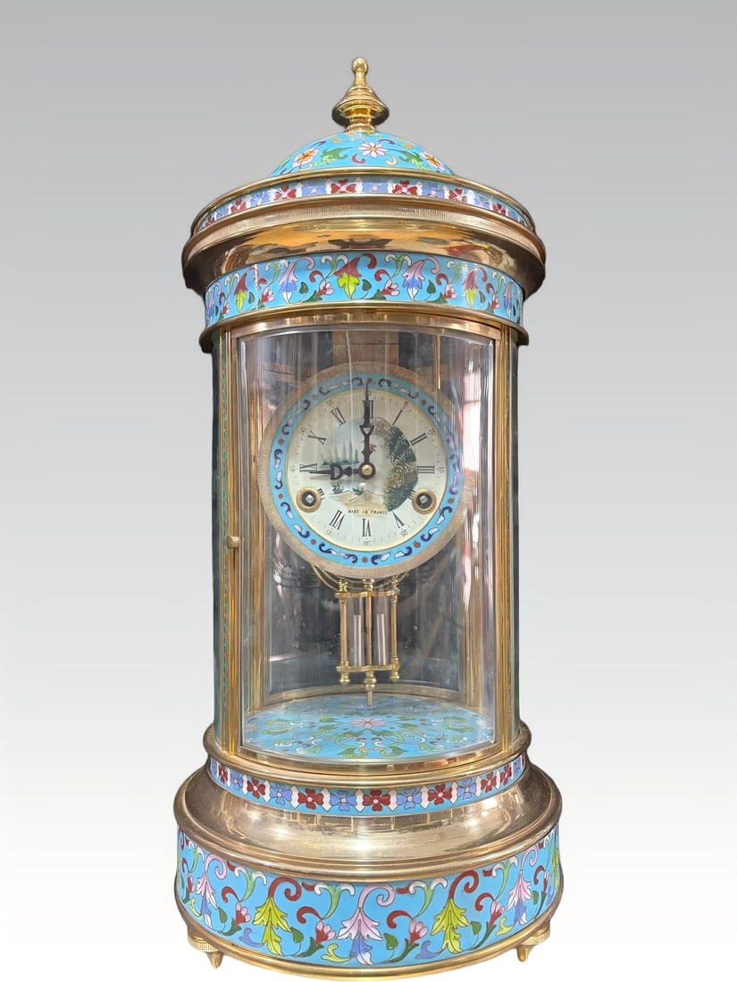 A late Qing dynasty enamel, colored, gilded round pavilion bell (1 of 9)