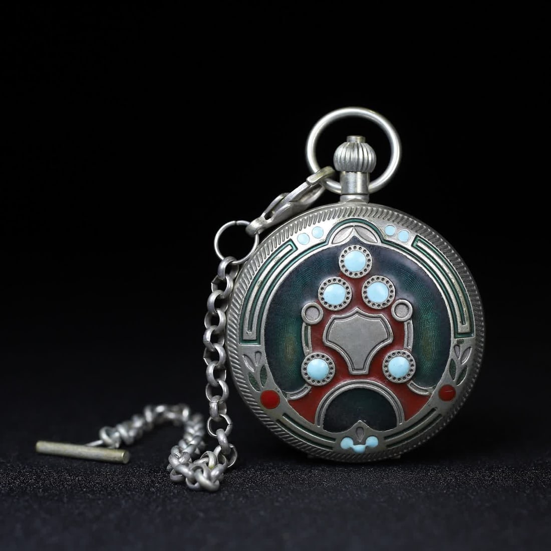 An 18th-century enamel pocket watch: 18th-century printed enamel pocket watches SIZE: D:5.5cm (The Dimensions Of All Batches Are Manually Measured.If You Need More Detailed Information, Please Contact Our Customer Service Before