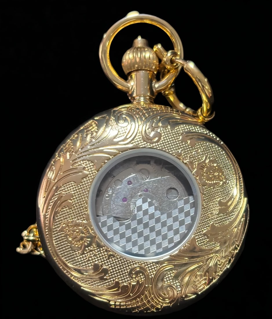 A DIGLF Moonphase Skeleton Mechanical Pocket Watch - 2