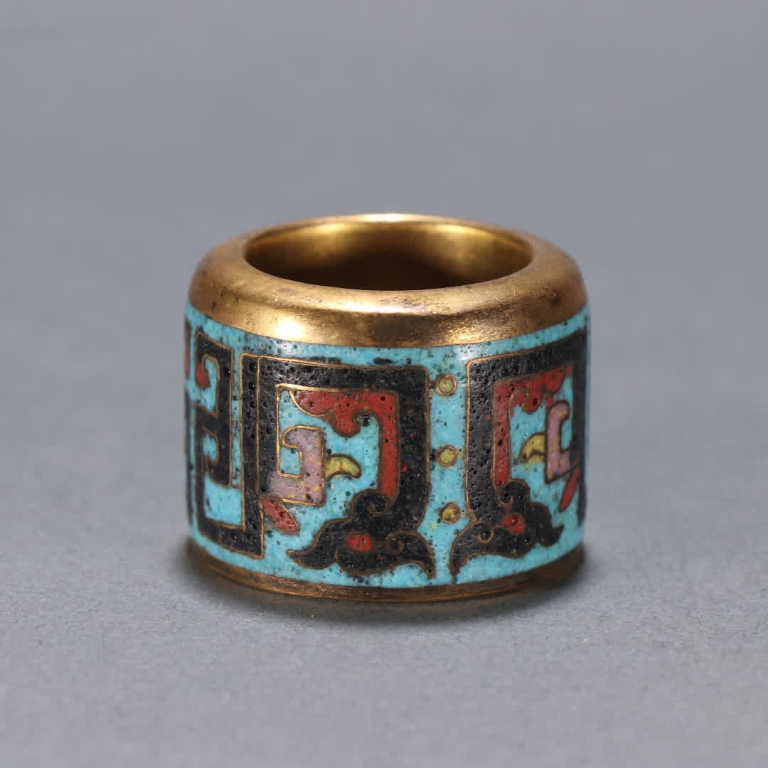A copper gilt cloisonne thumb ring - 3
