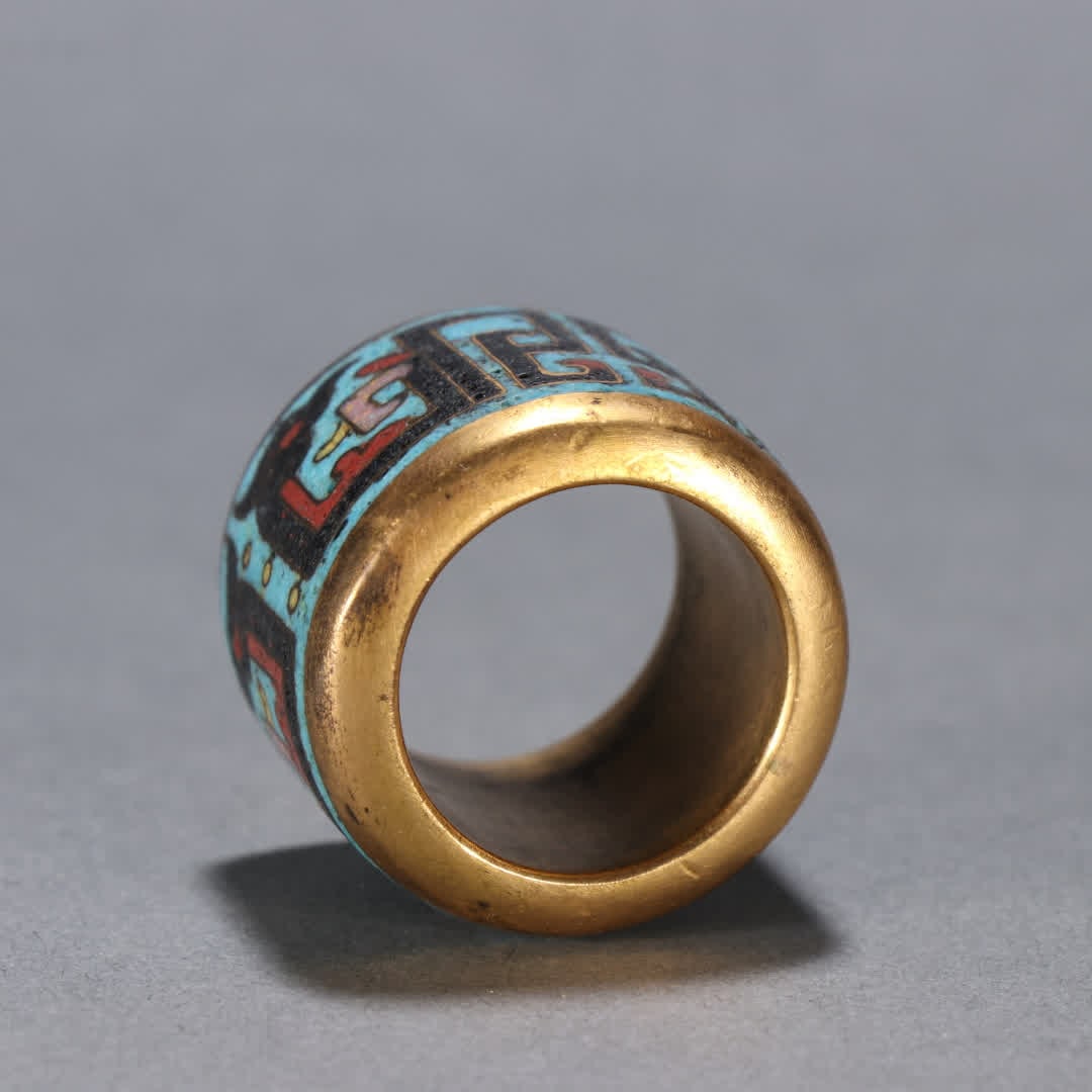 A copper gilt cloisonne thumb ring - 8