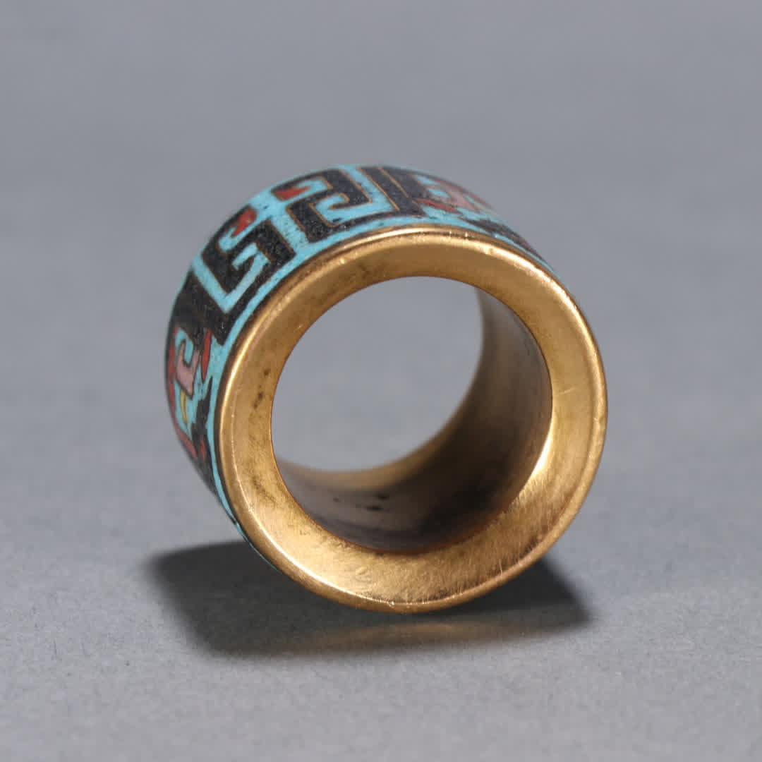 A copper gilt cloisonne thumb ring - 9