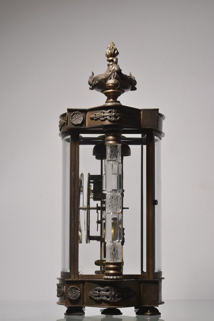 A German brass crystal-inlaid four-ming clock - 6
