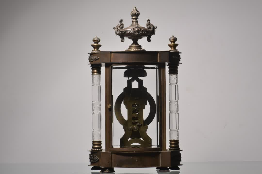 A German brass crystal-inlaid four-ming clock - 7