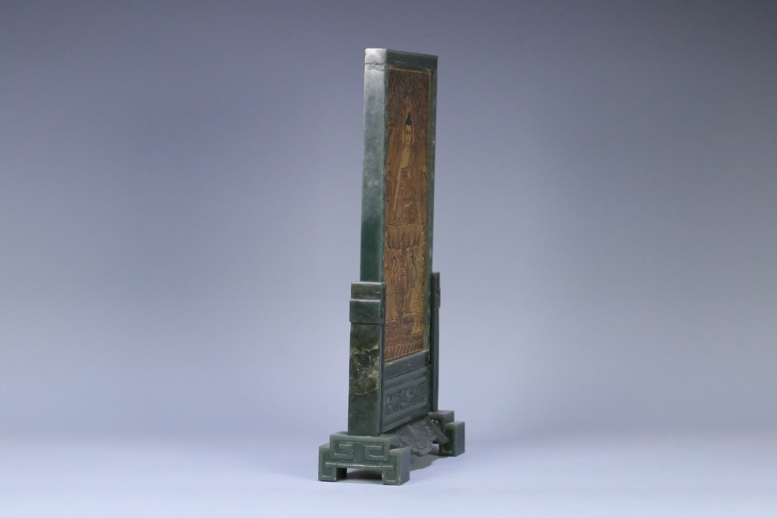 A Qing Dynasty Hetian jade gilded Buddha screen insert - 2