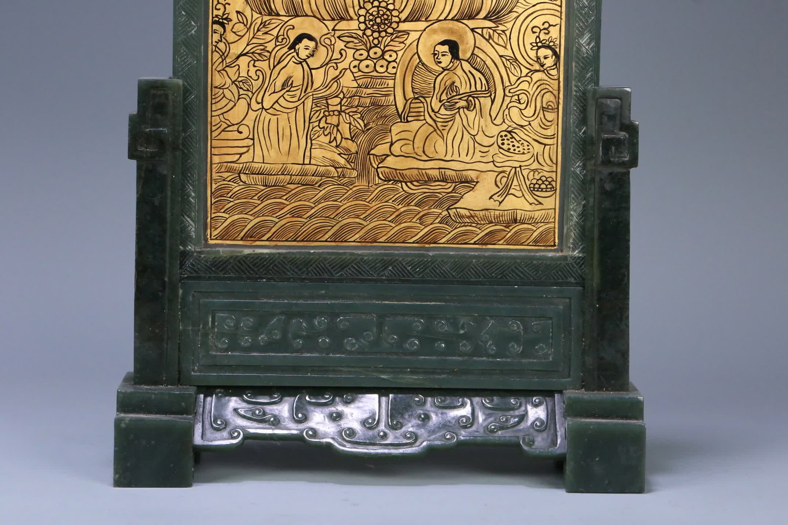 A Qing Dynasty Hetian jade gilded Buddha screen insert - 7