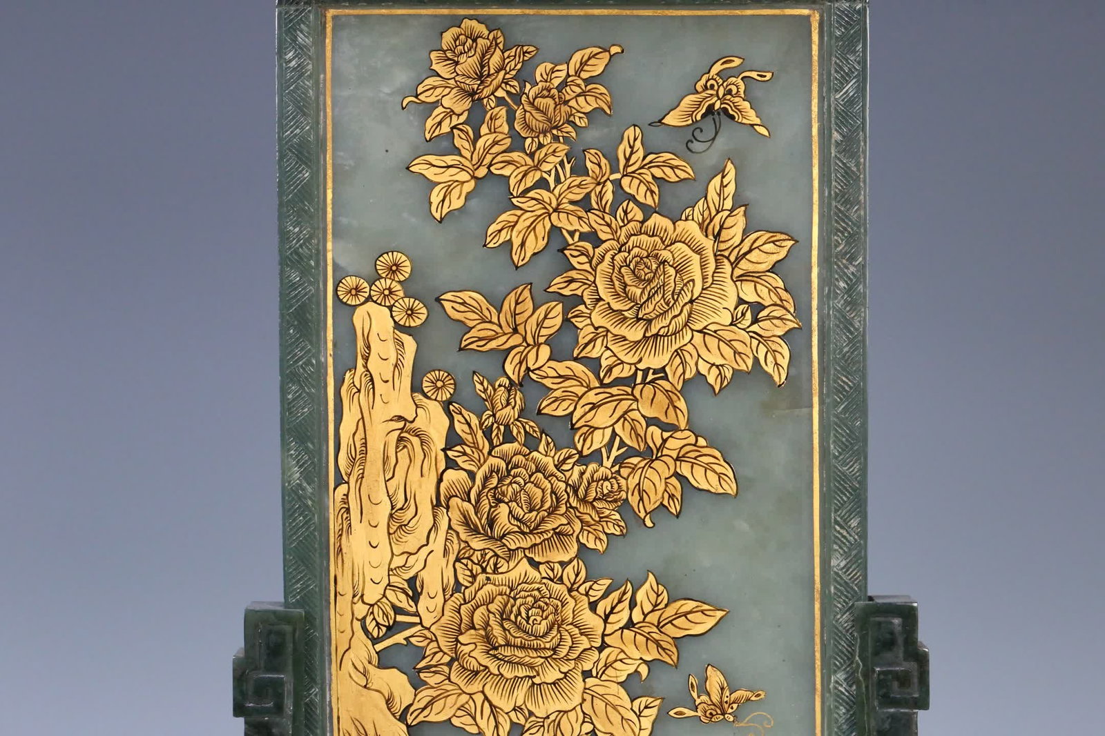 A Qing Dynasty Hetian jade gilded Buddha screen insert - 8