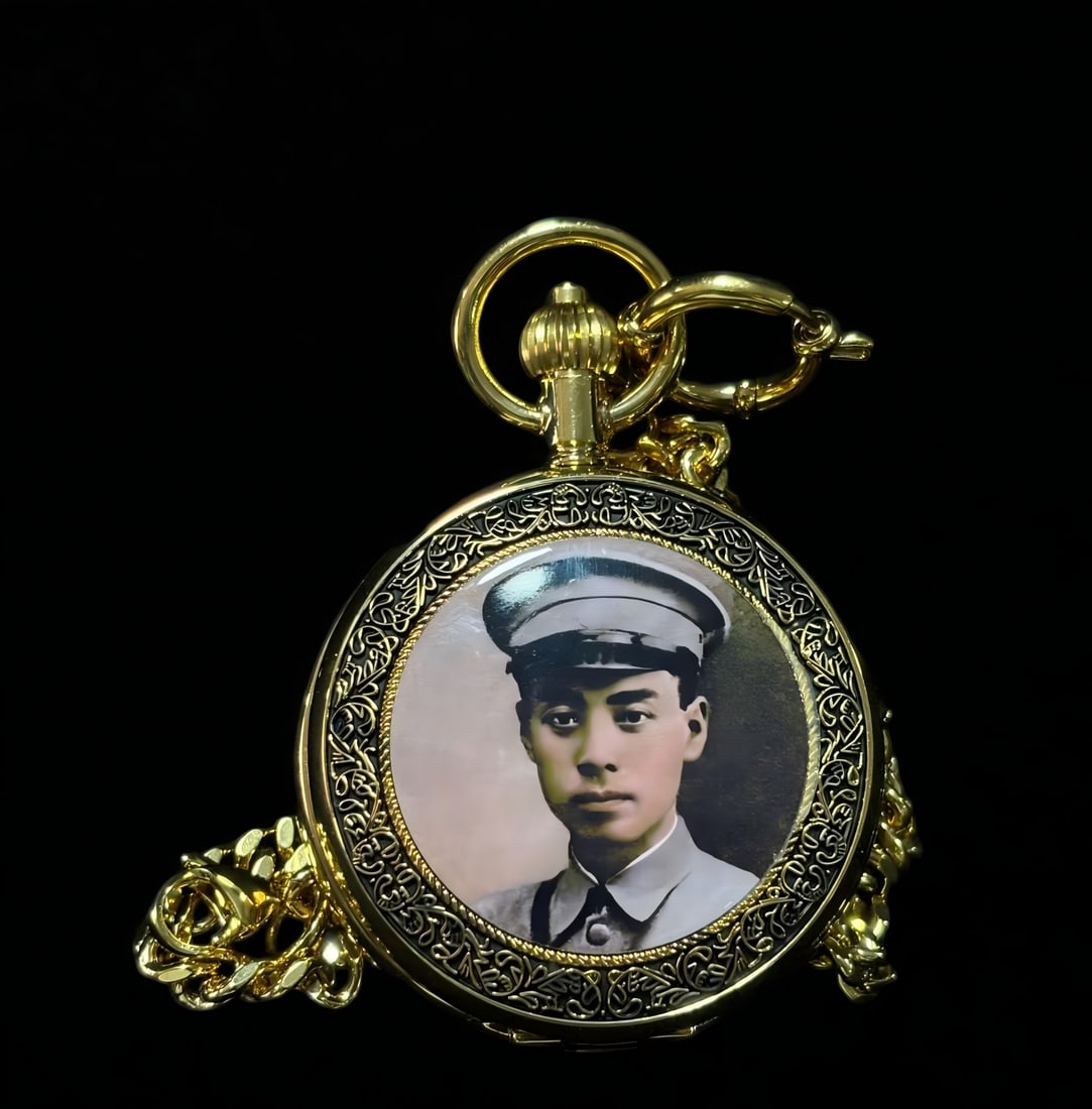 A Zhou Enlai-themed commemorative pocket watch: Zhou Enlai-themed commemorative pocket watch SIZE: D:5cm (The Dimensions Of All Batches Are Manually Measured.If You Need More Detailed Information, Please Contact Our Customer Service Before