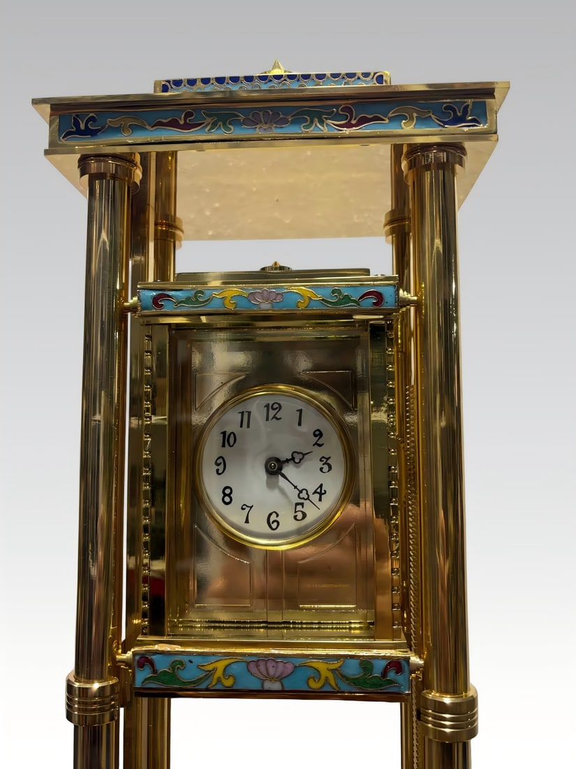 A late Qing enamel art rising clock - 2