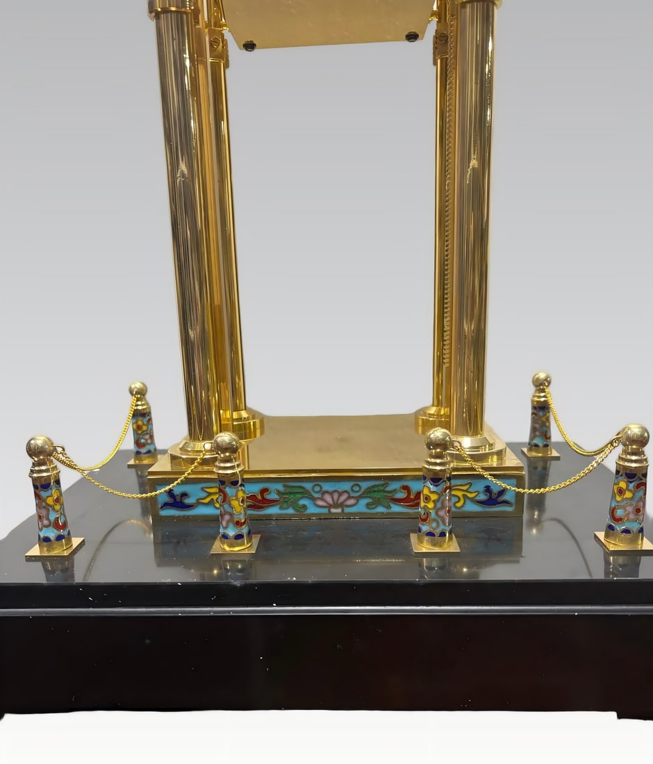 A late Qing enamel art rising clock - 3