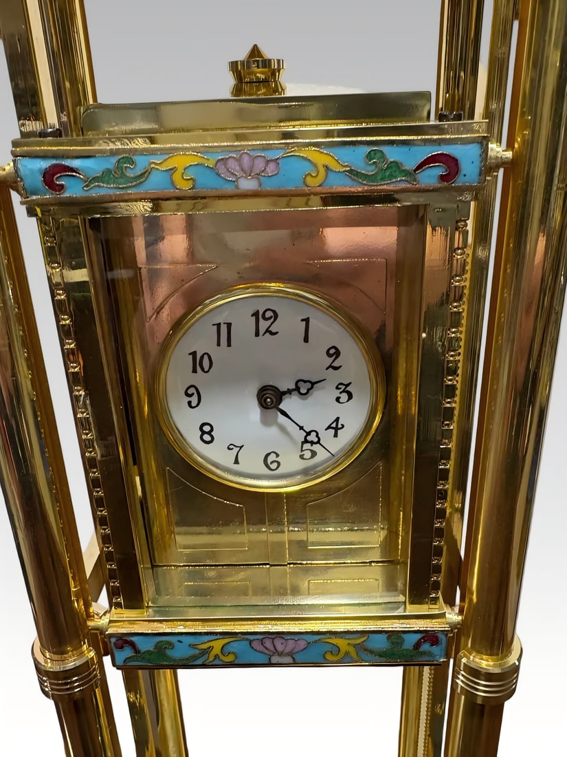 A late Qing enamel art rising clock - 5