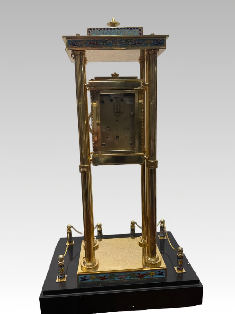 A late Qing enamel art rising clock - 8