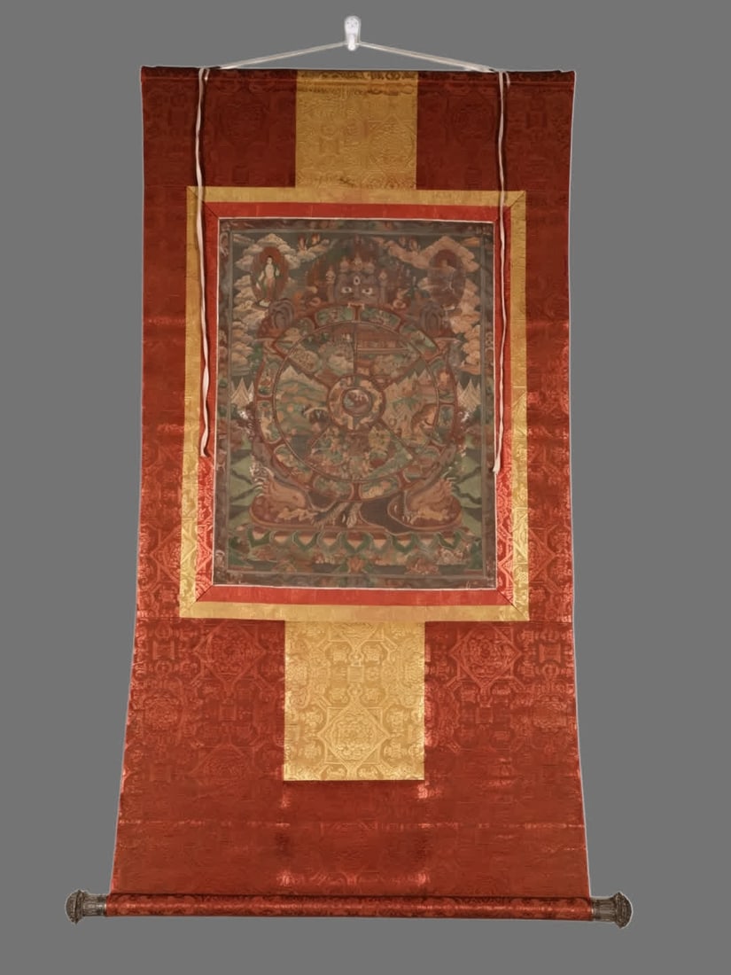 A Thangka with a Map of Life and Death Reincarnation (1 of 9)