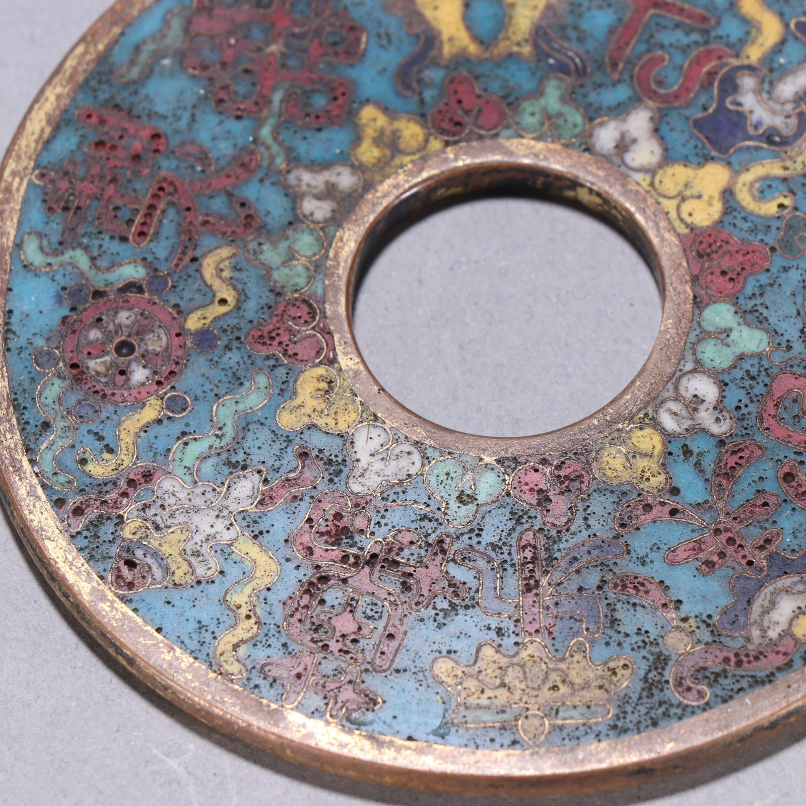 One gilt copper cloisonne coin - 2