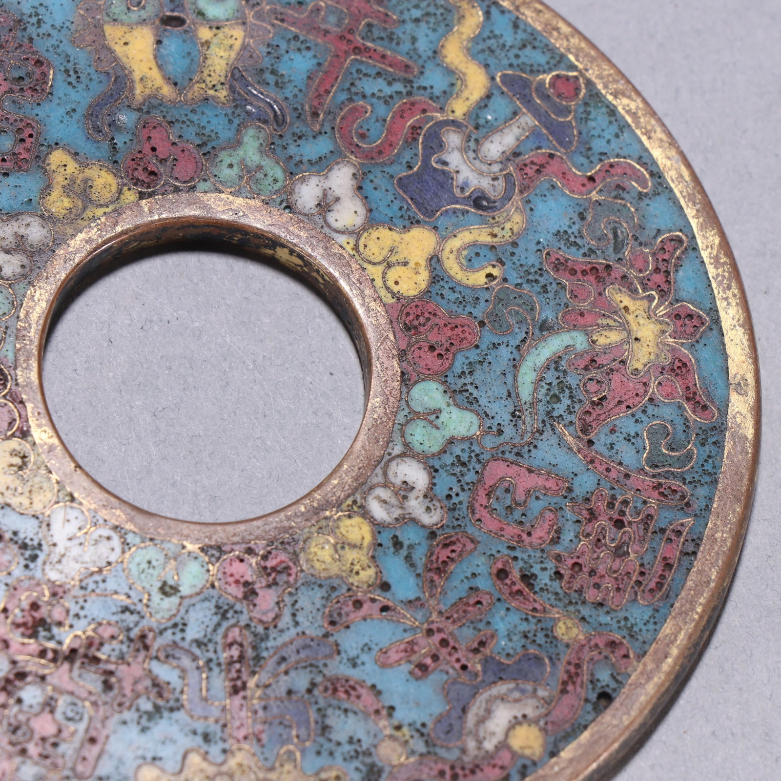 One gilt copper cloisonne coin - 3