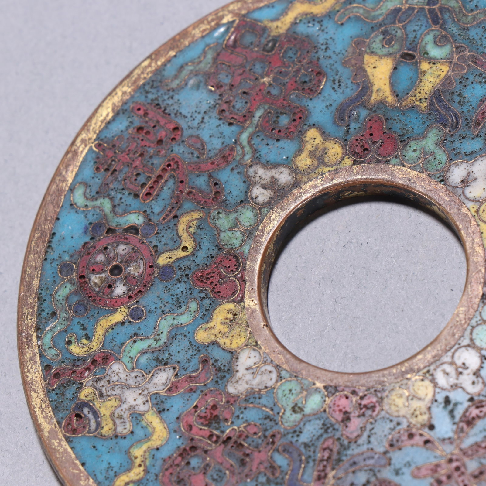 One gilt copper cloisonne coin - 4
