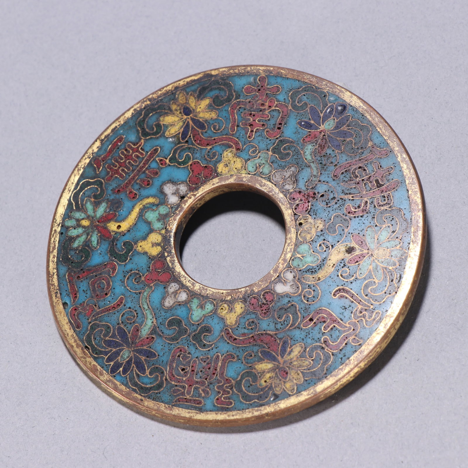 One gilt copper cloisonne coin - 6