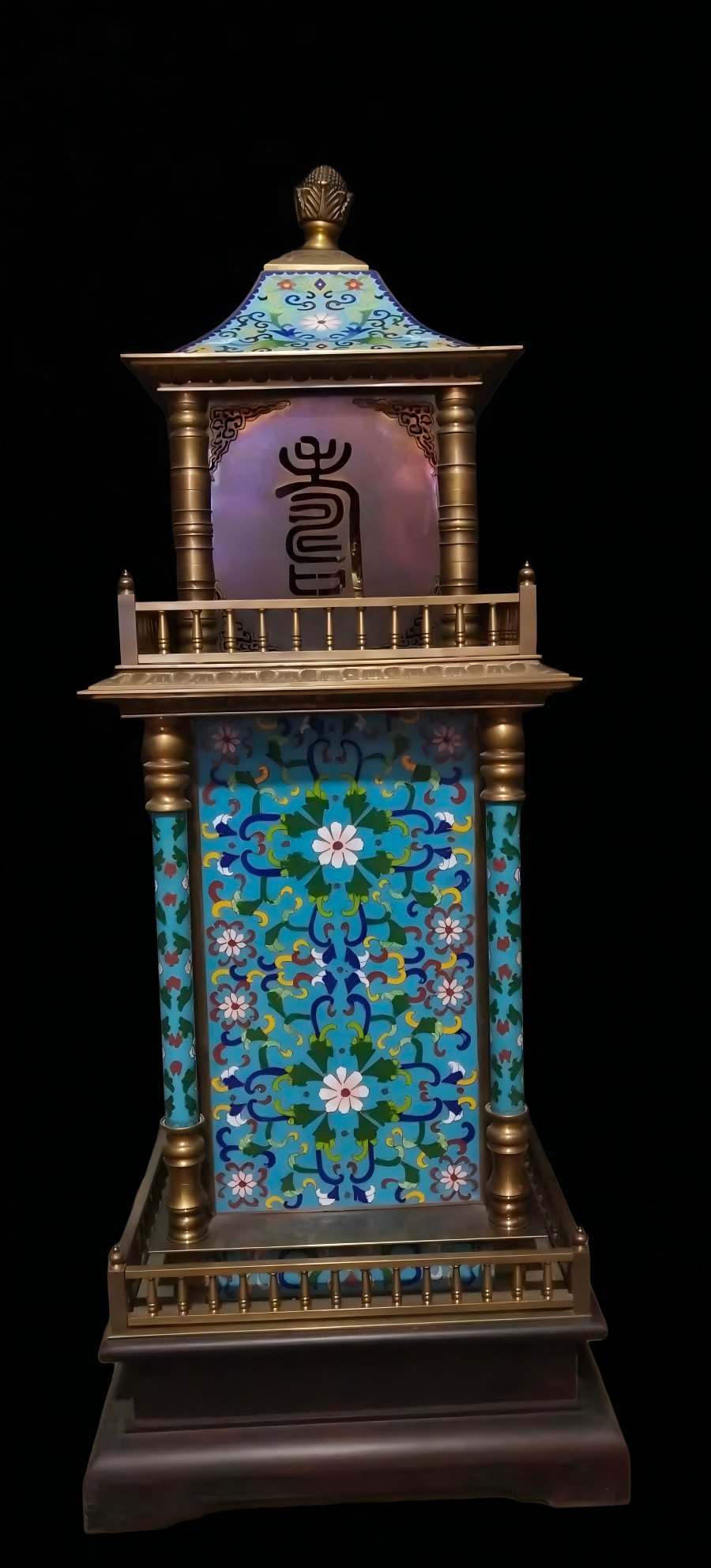 A late Qing dynasty cloisonne mechanical five-tone table clock - 5