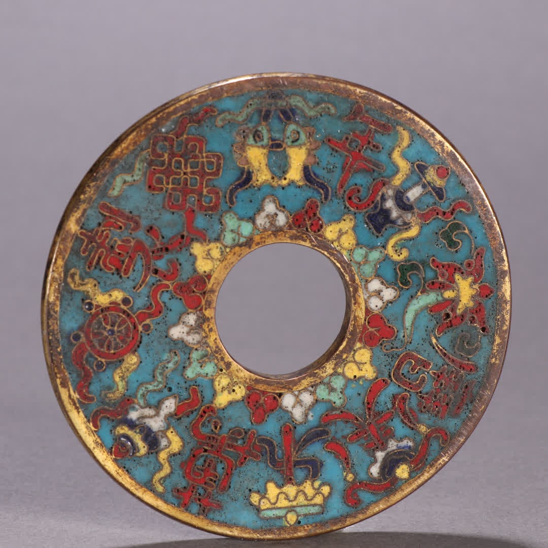 One copper-inlaid cloisonne coin - 6