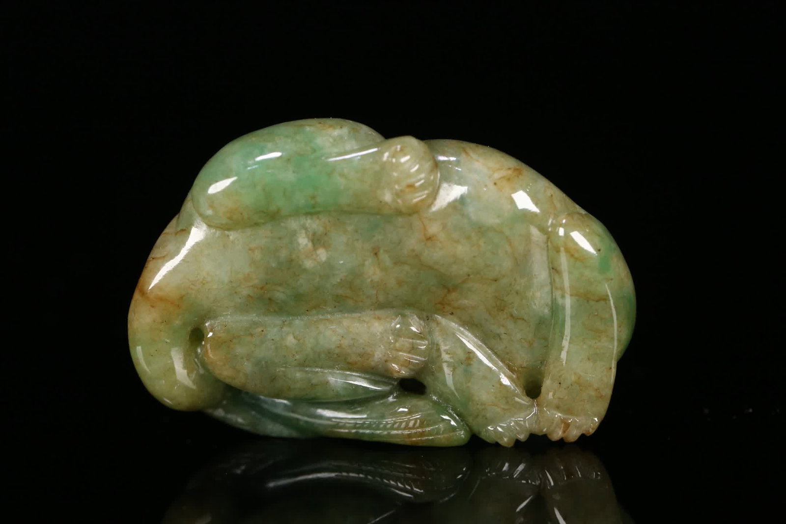 An old jadeite auspicious beast carving - 5