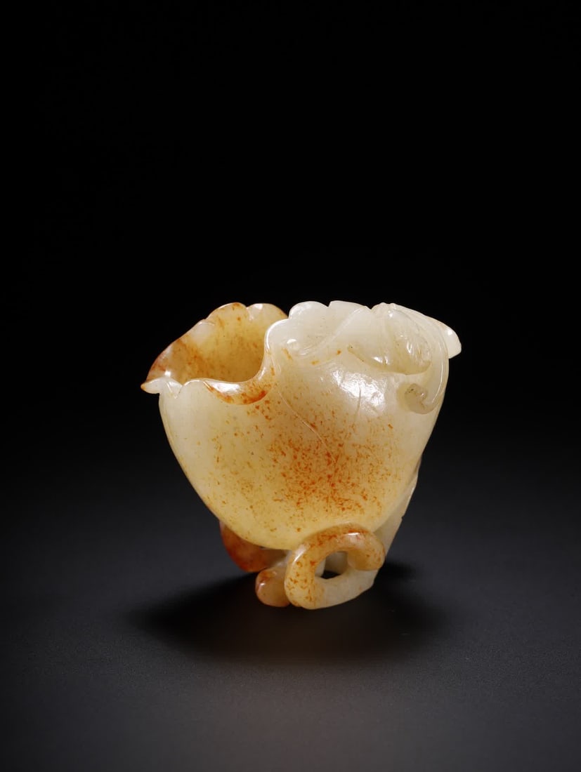 A Hetian jade lotus leaf cup - 3
