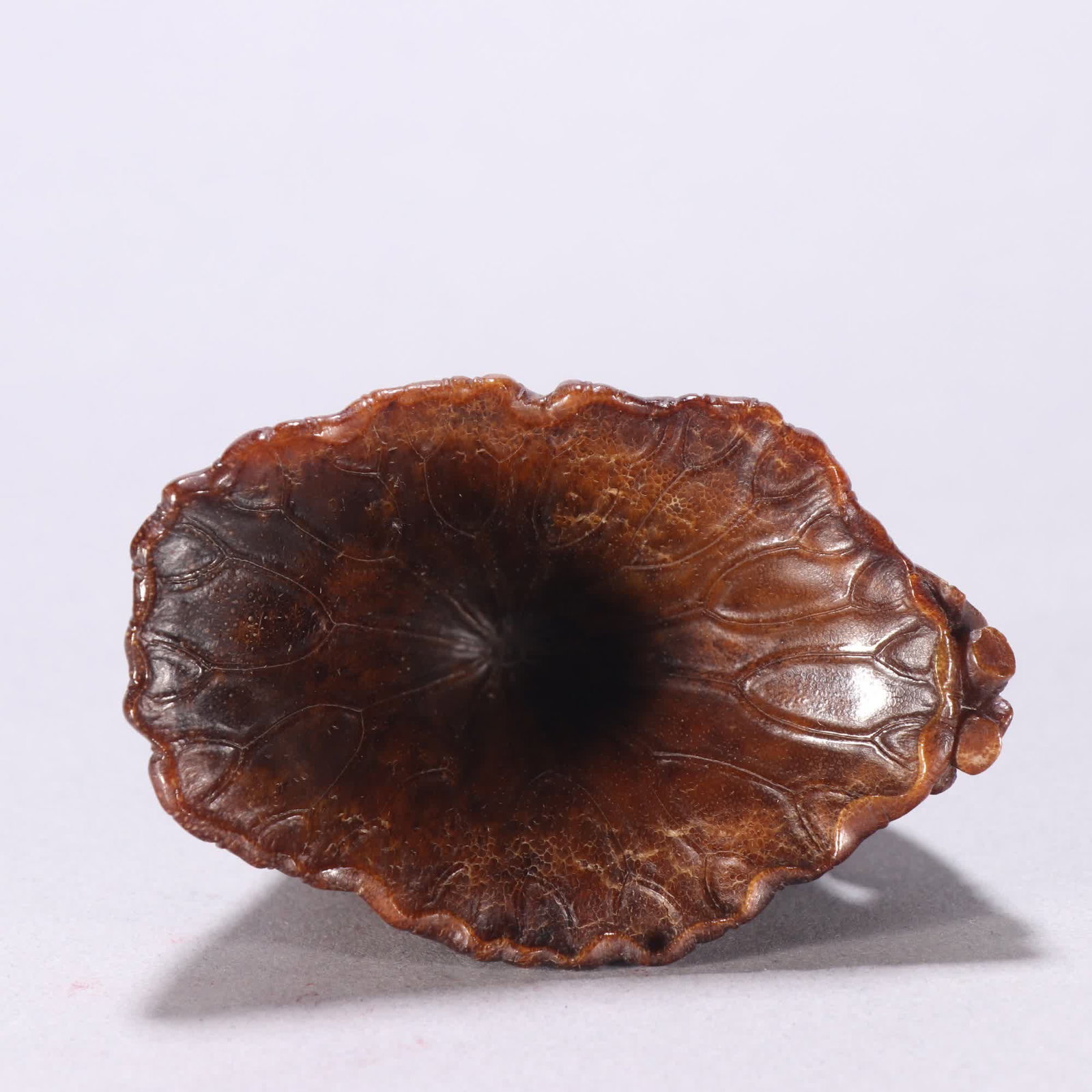 A precious horn-carved lotus leaf-patterned cup - 8