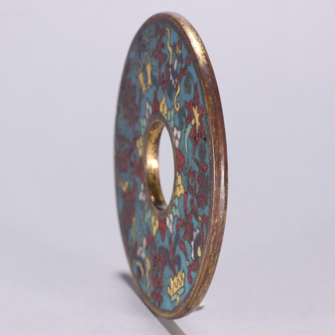 One gilt copper cloisonne coin - 4