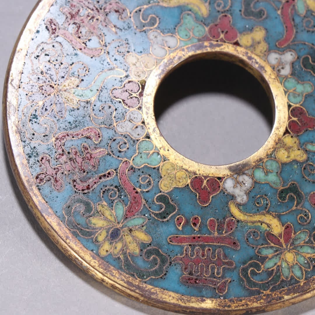 One gilt copper cloisonne coin - 6