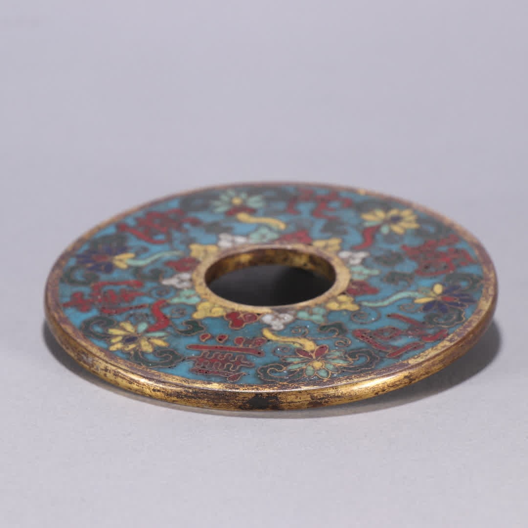 One gilt copper cloisonne coin - 8