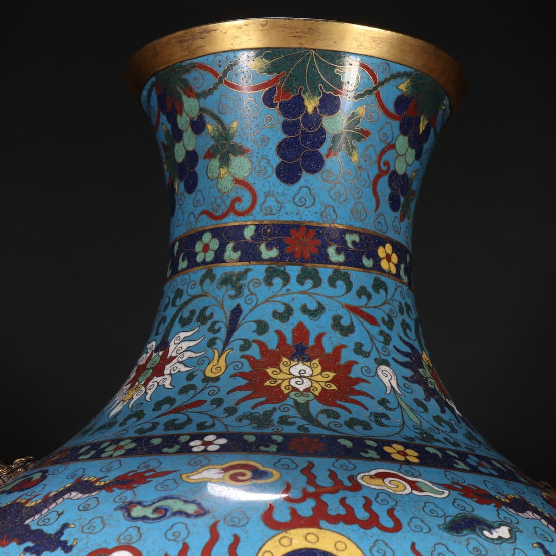 One piece: a gilt copper cloisonne dragon pattern double ear ring vase - 3