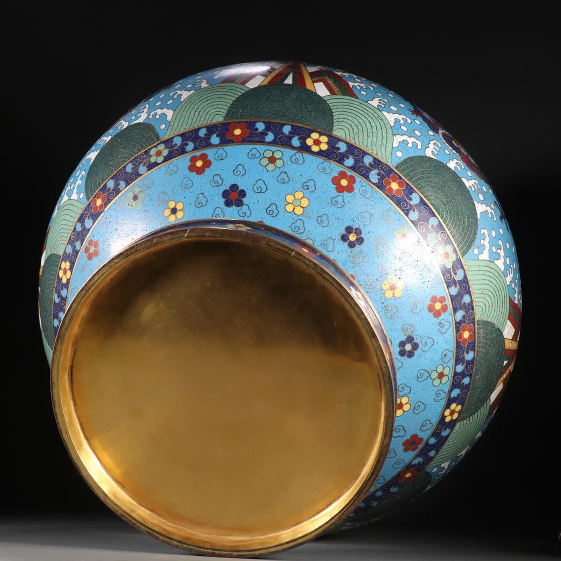 One piece: a gilt copper cloisonne dragon pattern double ear ring vase - 9