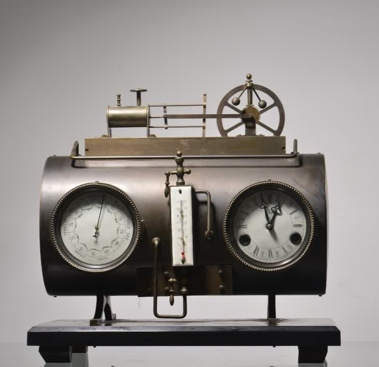A nineteenth-century French copper steam turbine table clock: Nineteenth century, France, copper steam turbine table clock SIZE: L:42cm W:25cm H:42cm (The Dimensions Of All Batches Are Manually Measured.If You Need More Detailed Information, Please Contact Our