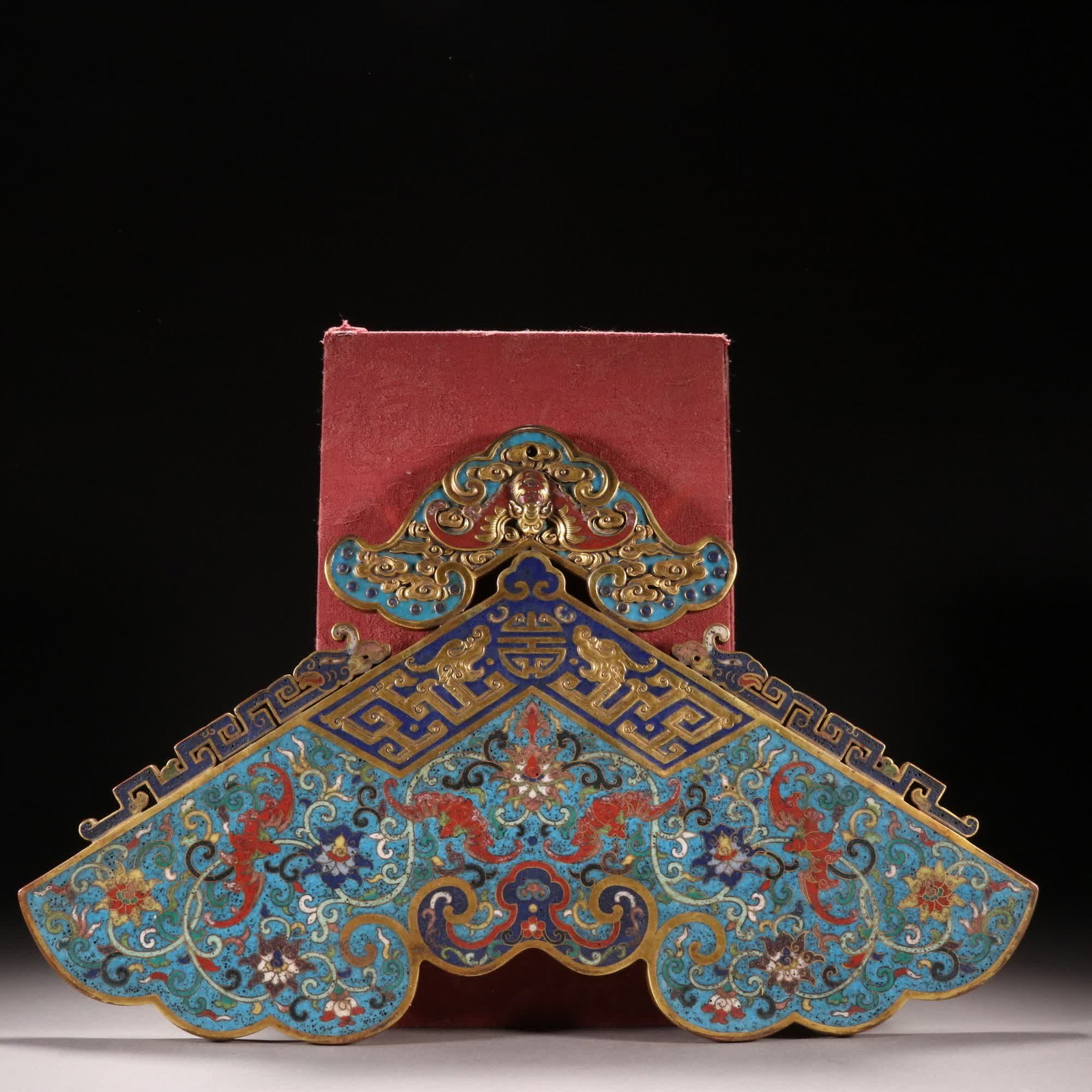 One piece from the Qing Dynasty: a bronze gilt cloisonne chime stone with fortune and longevity (1 of 9)
