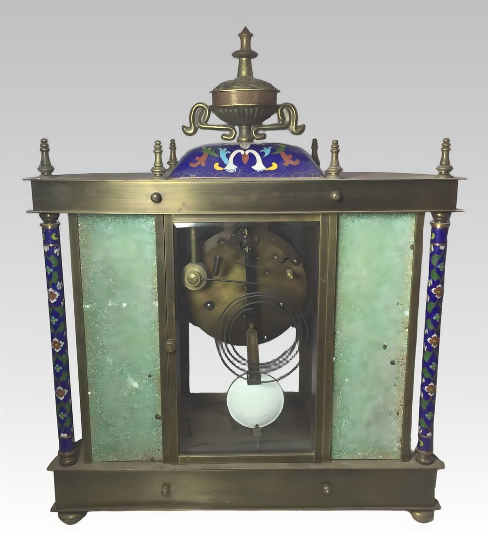 A late Qing dynasty bronze-bodied cloisonne enamel hand clock - 7