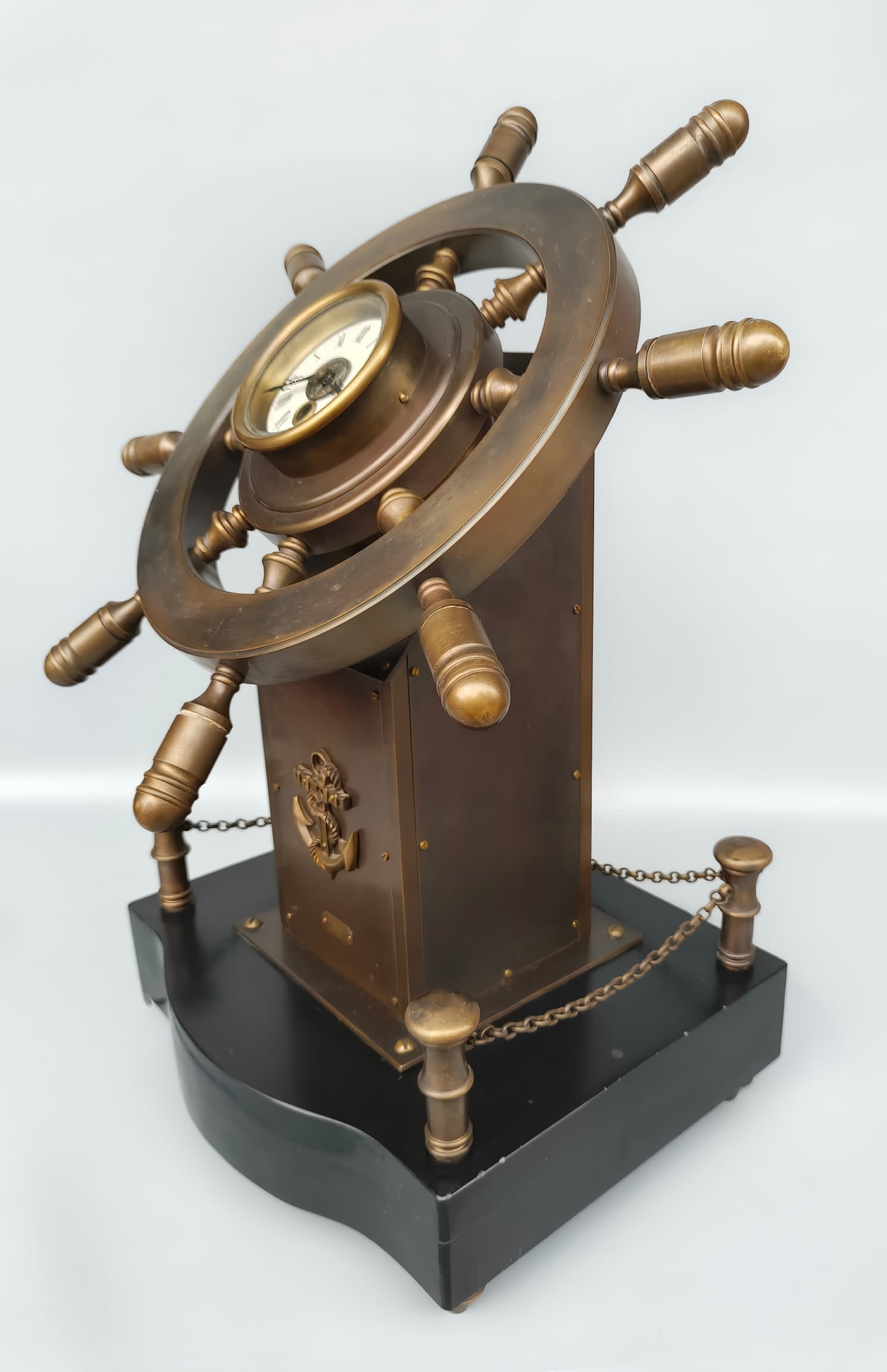 A late Qing brass pilot ship rudder clock - 2