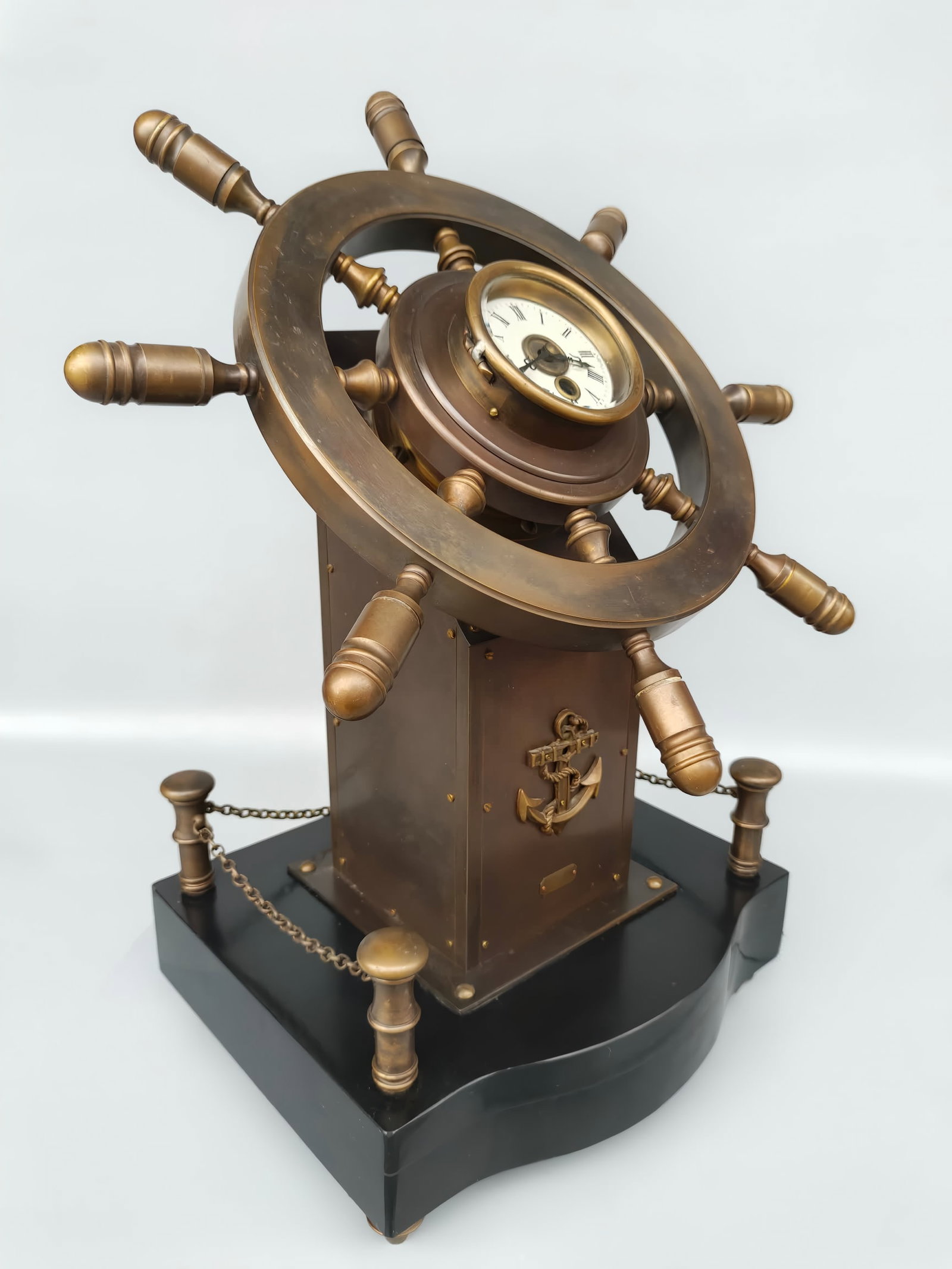 A late Qing brass pilot ship rudder clock - 8