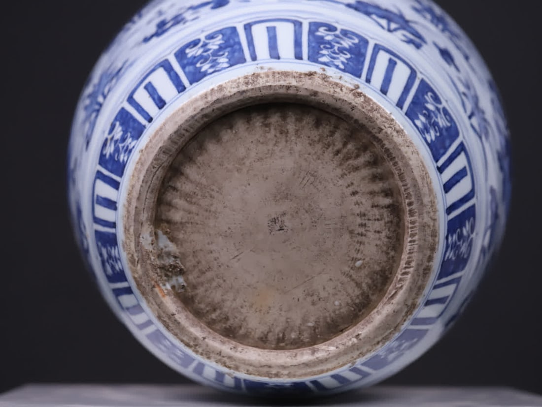 A large Ming dynasty jar with blue-and-white fish and algae patterns - 12